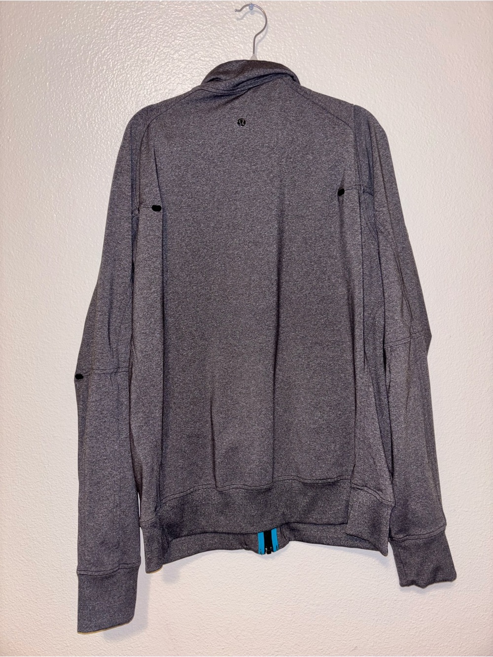 Lululemon Mens Trainer Soot Gray & Blue Full Zip Stretch Track Jacket Sz L - Picture 3 of 3